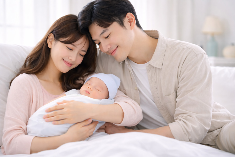 Happy Family and Newborn